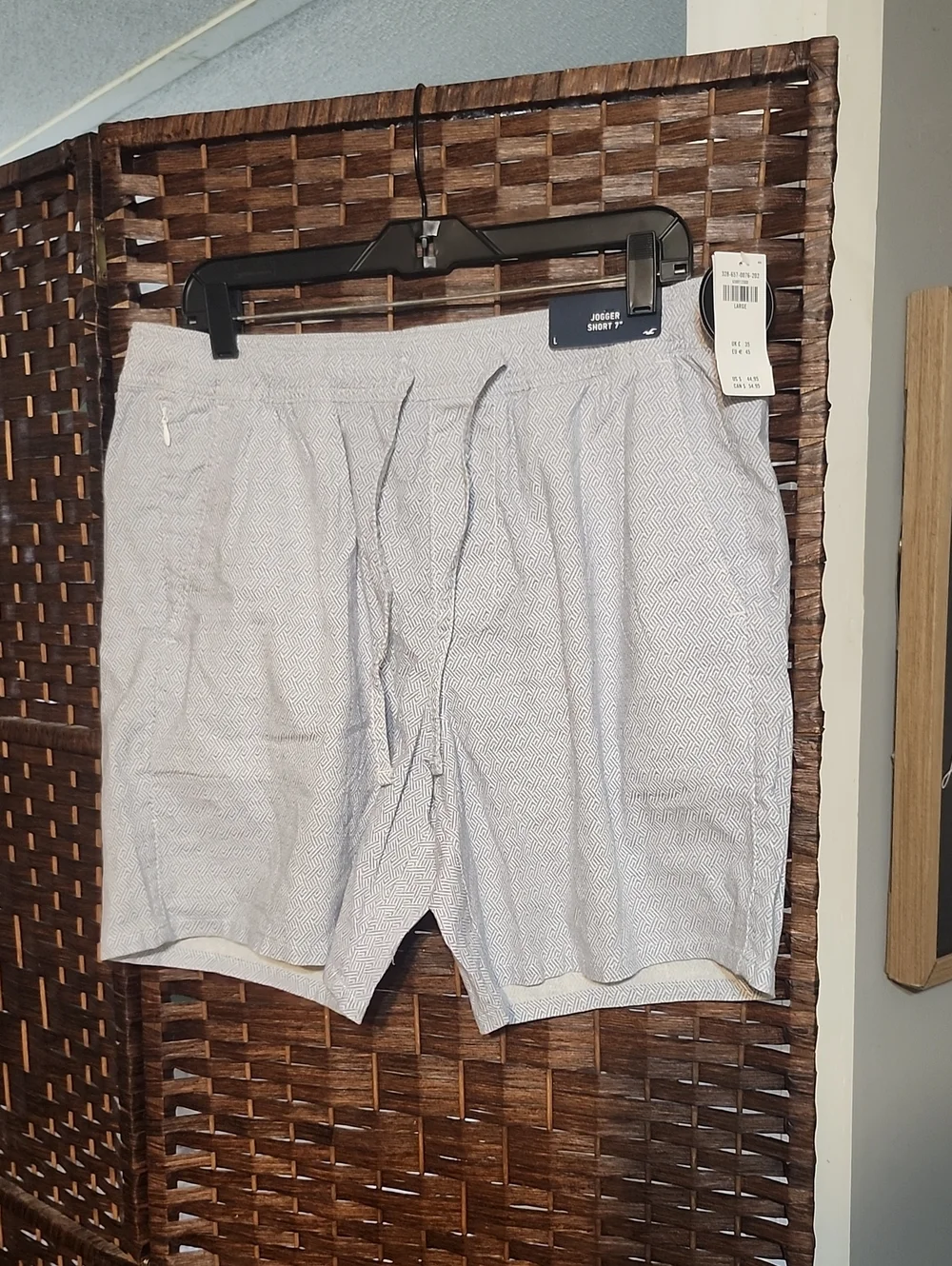 Hollister Light Blue Geo-Pattern Men's Athletic Shorts
